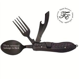 Personalized Camping or Picnic Fork, Spoon, and Knife Folding Utensil Multi-Tool